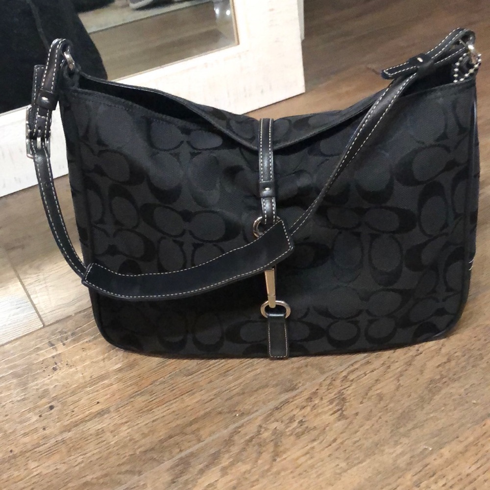 Black Coach Monogram Shoulder Bag